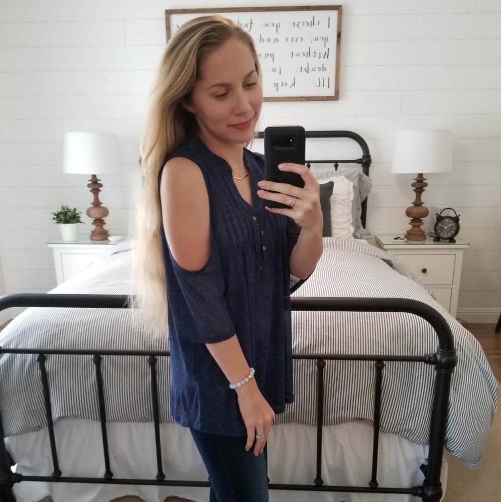 NWT Siren Lily Blue Cold Shoulder Blouse